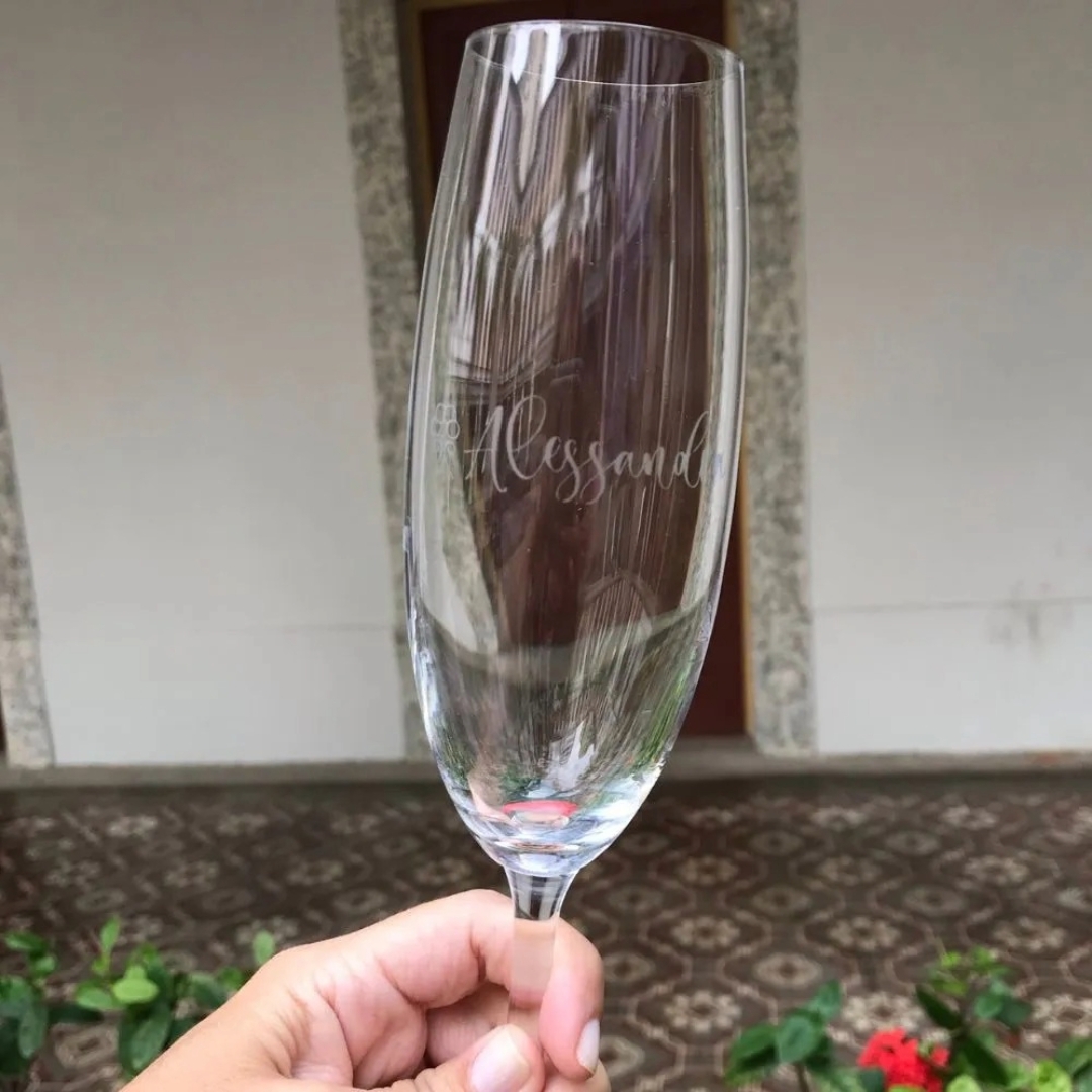Taça de Cristal Personalizada para espumante 220ml - Collection Colibri Champagne Flute